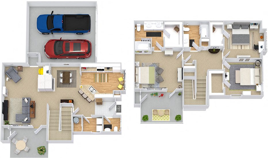 Floor plan for 3 beds, 2.5 baths, 1779 sqft